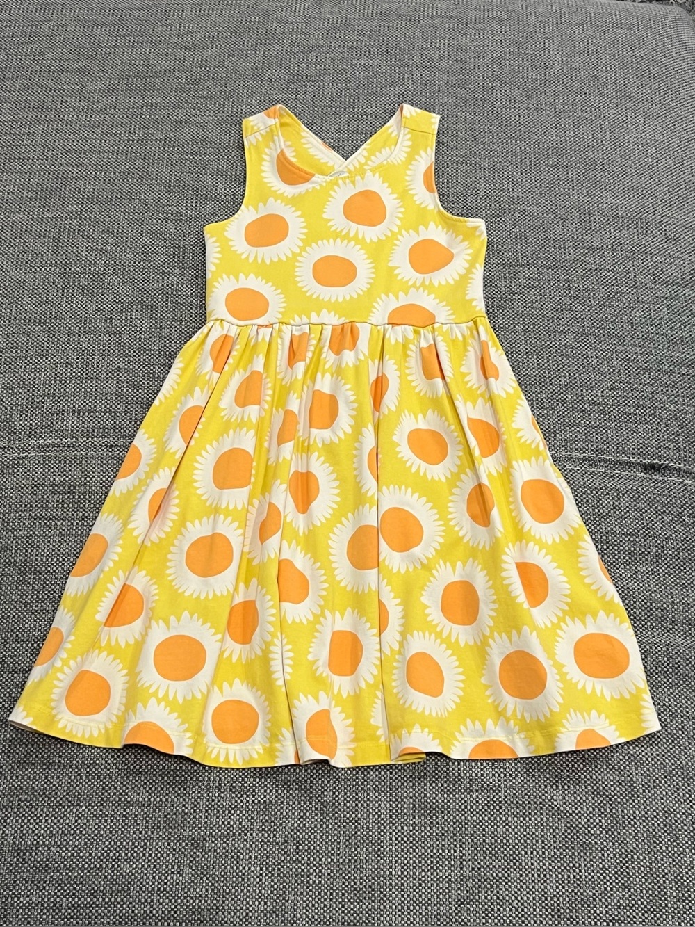 Hanna Andersson Crossback Sunflower Yellow Dress with Pockets Size 6-7
